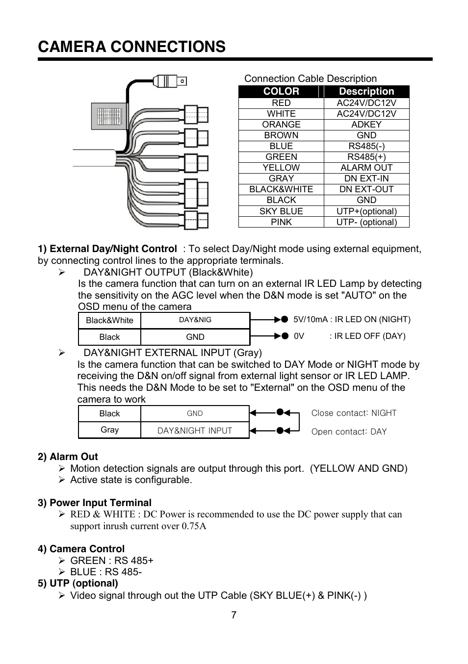 Camera connections | Revo REVDN650-1 User Manual | Page 8 / 24