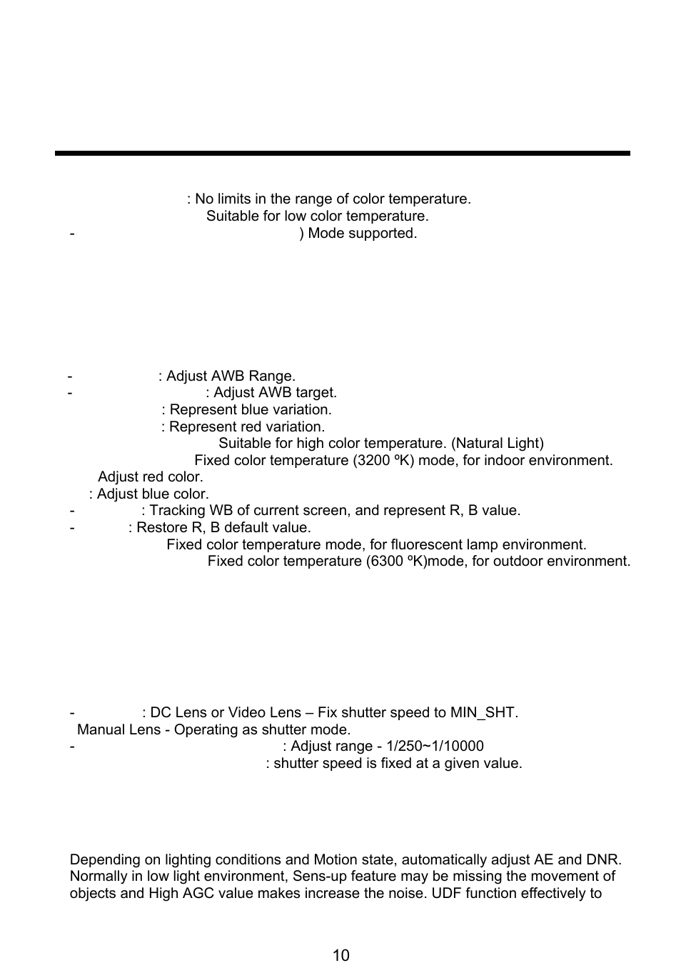 Camera adjustment, White balance, Auto exposure | Revo REVDN700-2 User Manual | Page 10 / 21