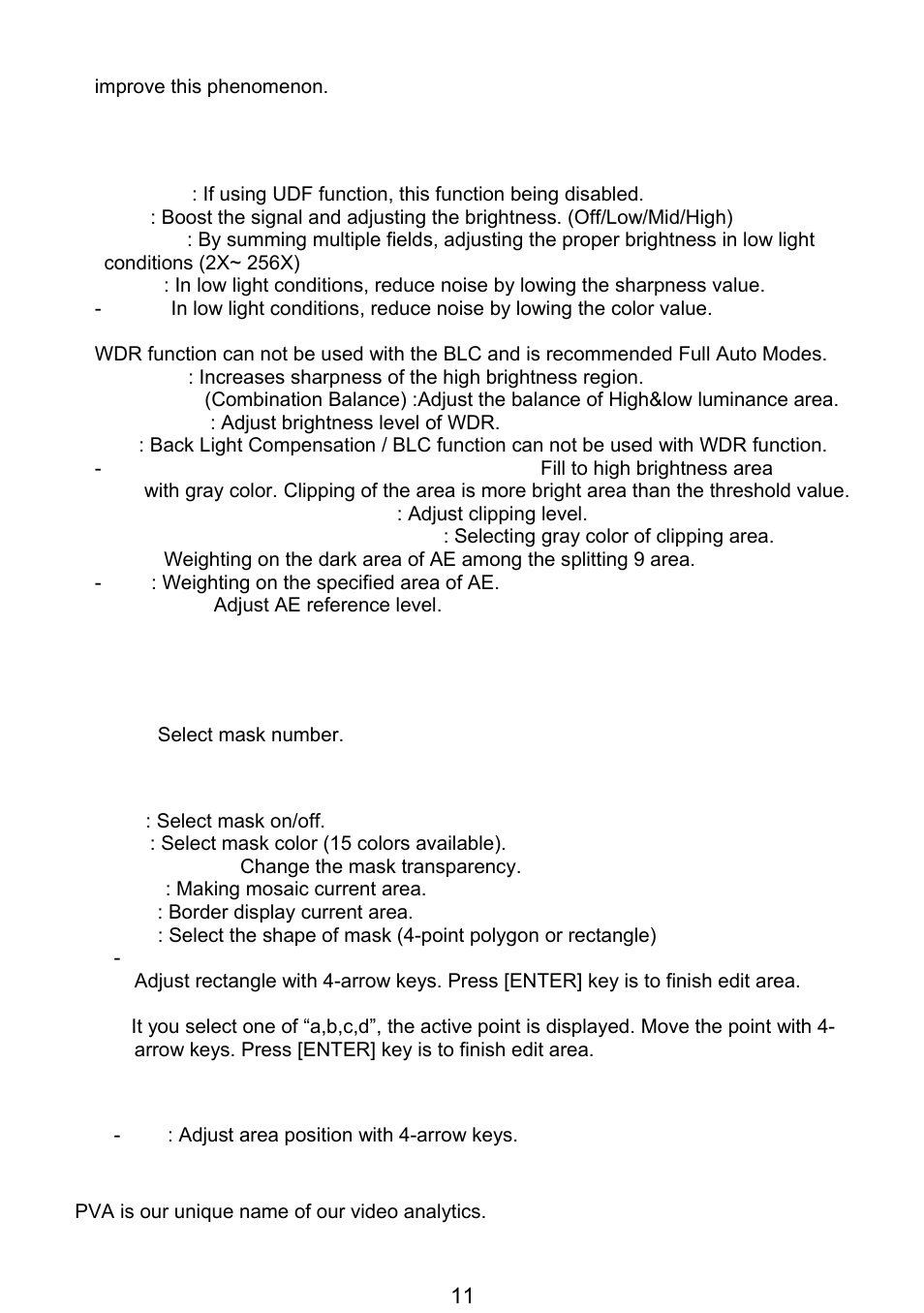 Mask, Pva/pva+ (personal video analytics | Revo REVDN700-2 User Manual | Page 11 / 21