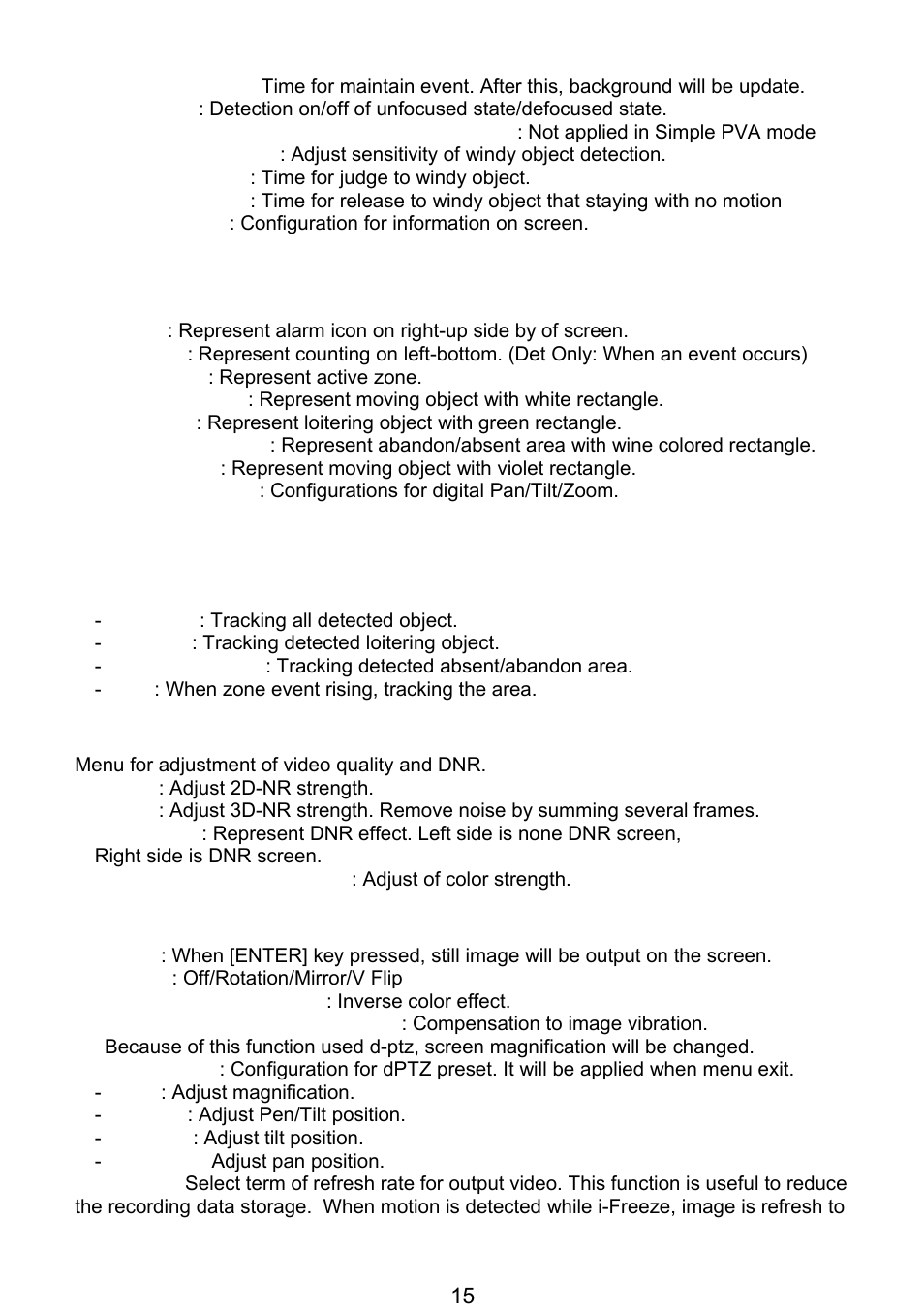 Picture/dnr (picture/digital noise reduction), Effect | Revo REVDN700-2 User Manual | Page 15 / 21