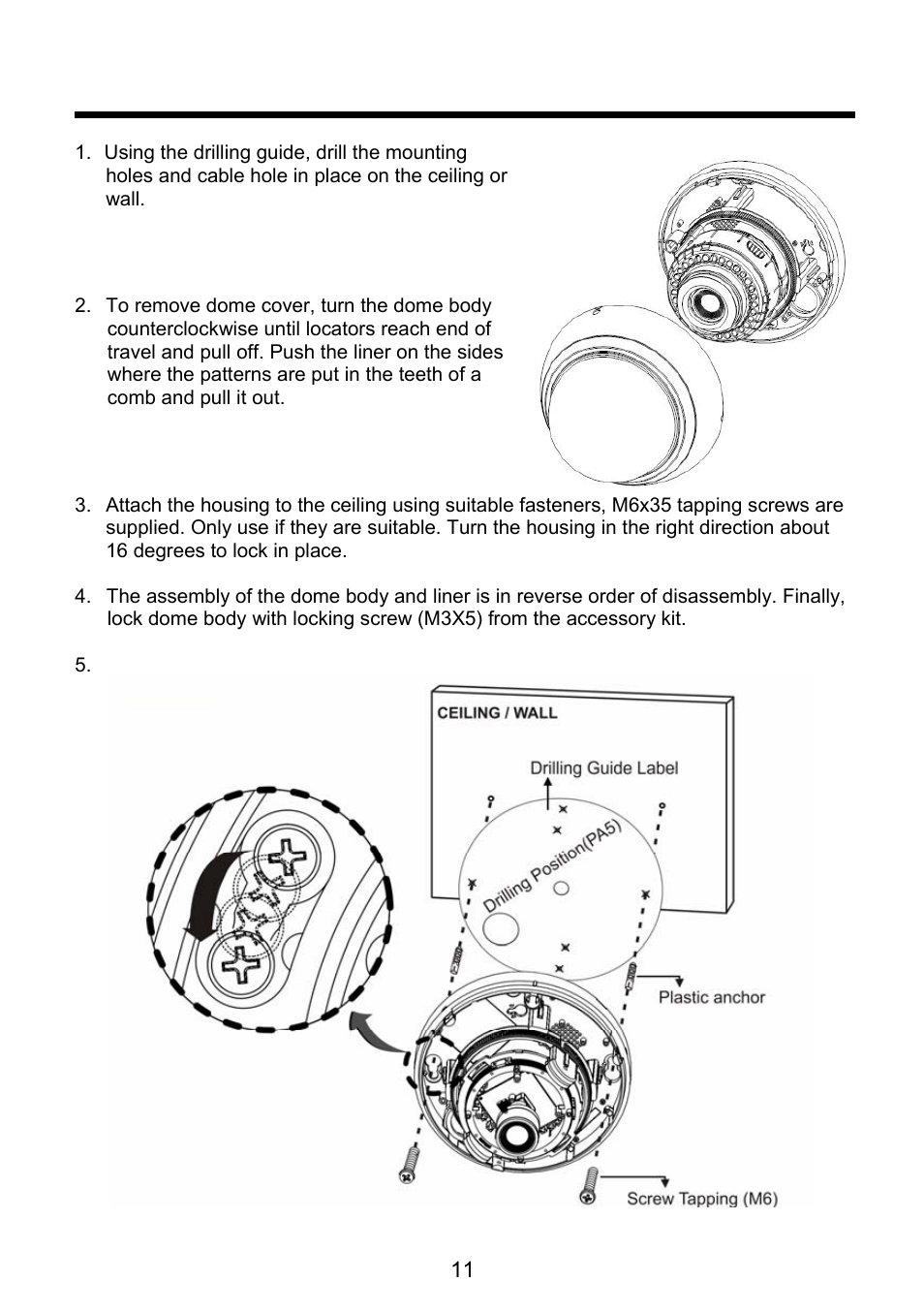 Installation – indoor dome | Revo REVDN700E-2 User Manual | Page 11 / 30