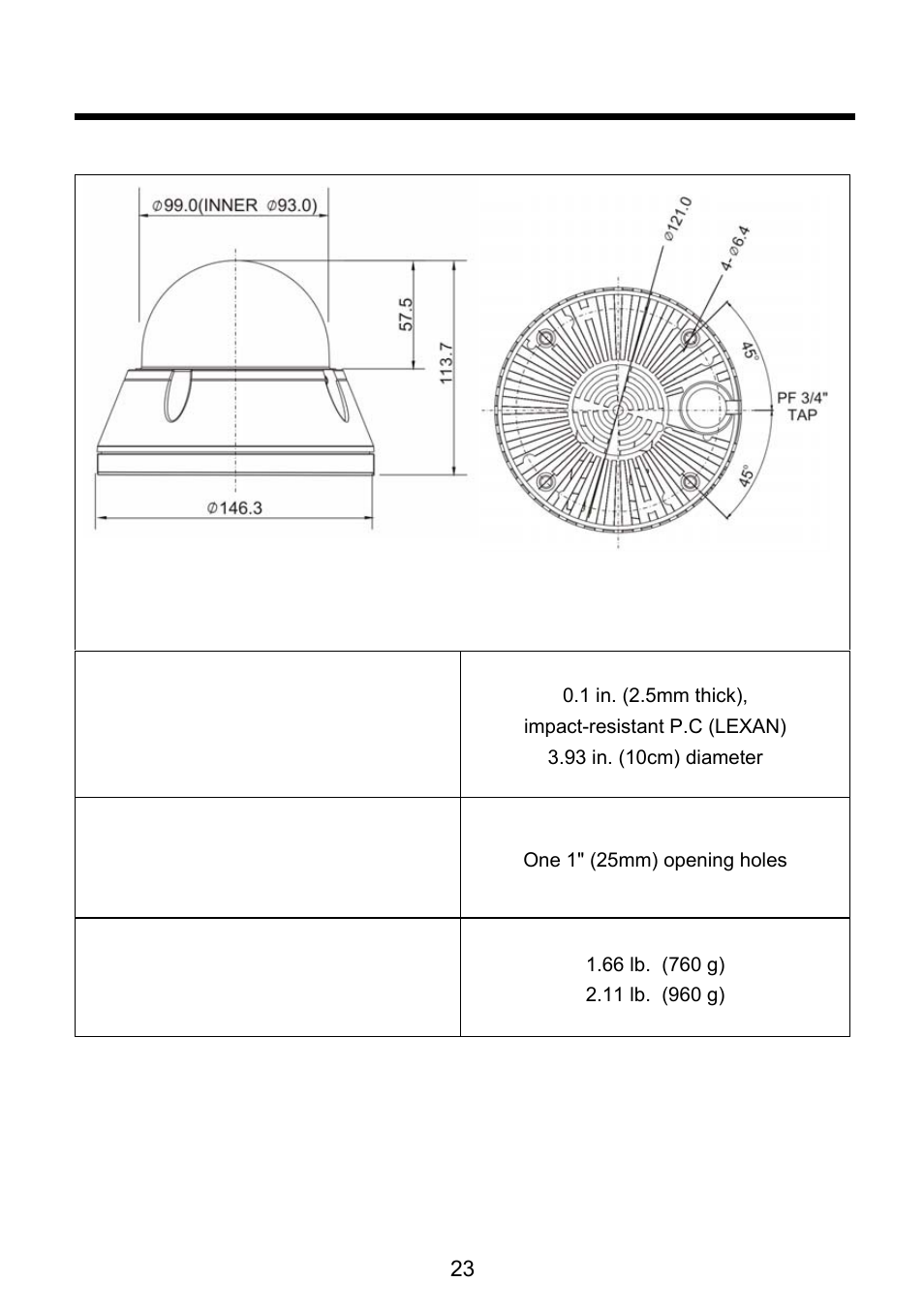 External dimension – vp dome | Revo REVDN700E-2 User Manual | Page 23 / 30