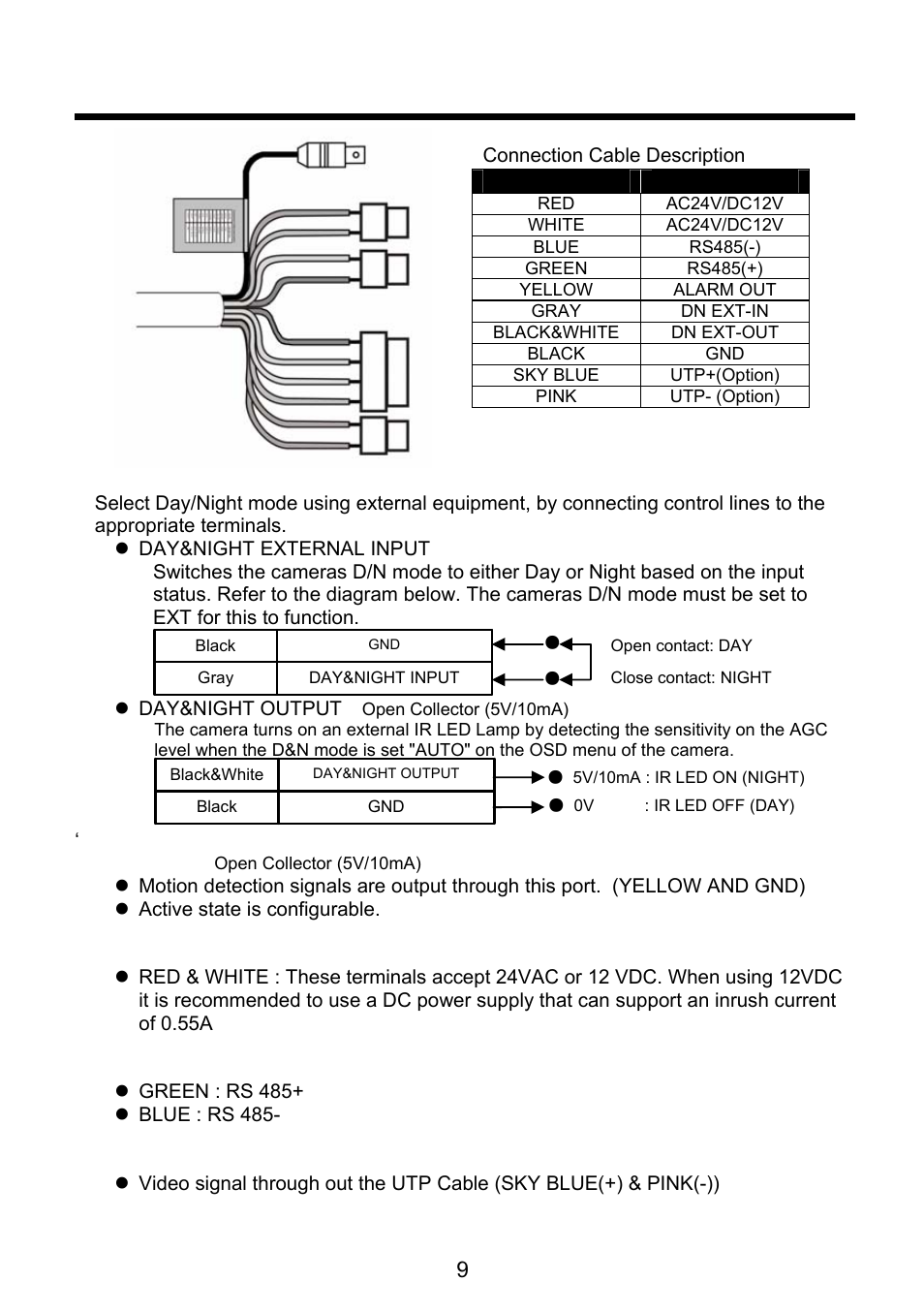 Camera connections | Revo REVDN700E-2 User Manual | Page 9 / 30