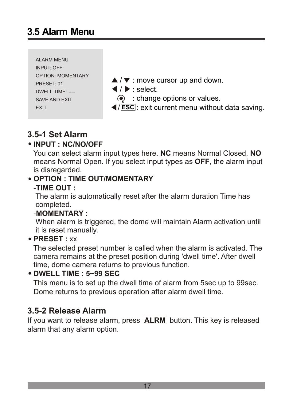 쪽 22, 5 alarm menu | Revo REVDPTZ10-1 User Manual | Page 22 / 36