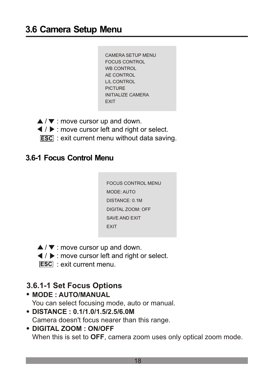 쪽 23, 6 camera setup menu | Revo REVDPTZ10-1 User Manual | Page 23 / 36