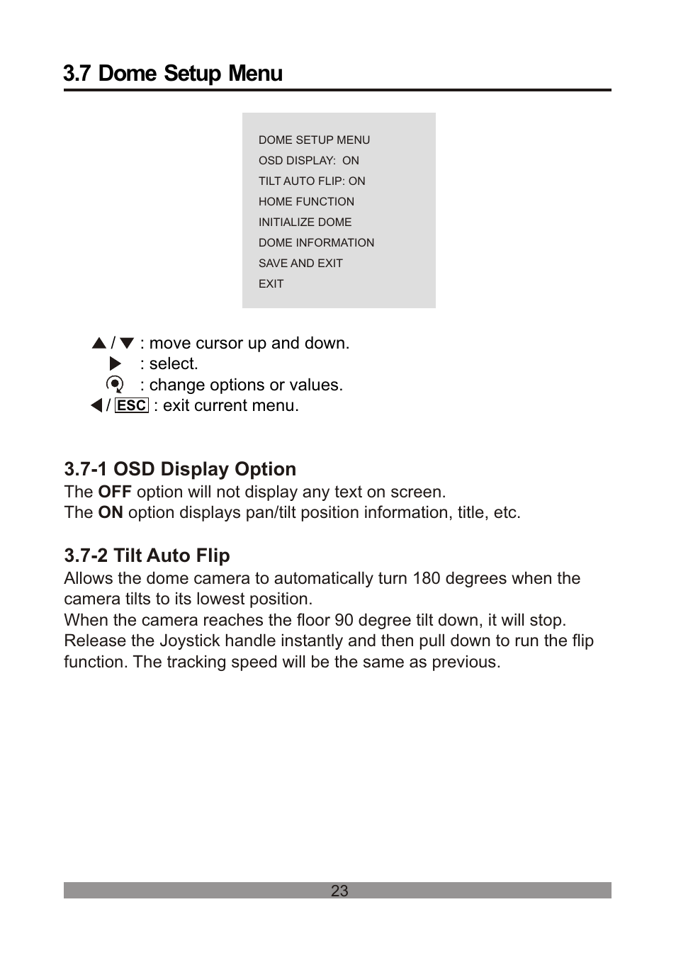 쪽 28, 7 dome setup menu | Revo REVDPTZ10-1 User Manual | Page 28 / 36
