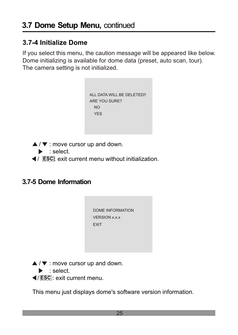 쪽 30, 7 dome setup menu, continued | Revo REVDPTZ10-1 User Manual | Page 30 / 36