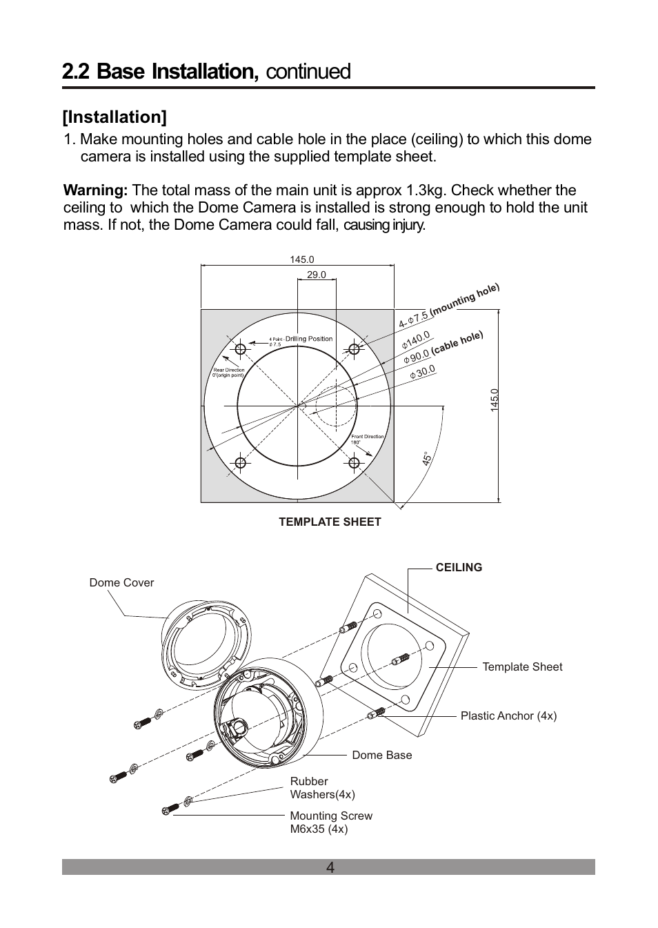 2 base installation, continued, Installation | Revo REVDPTZ10-1 User Manual | Page 9 / 36