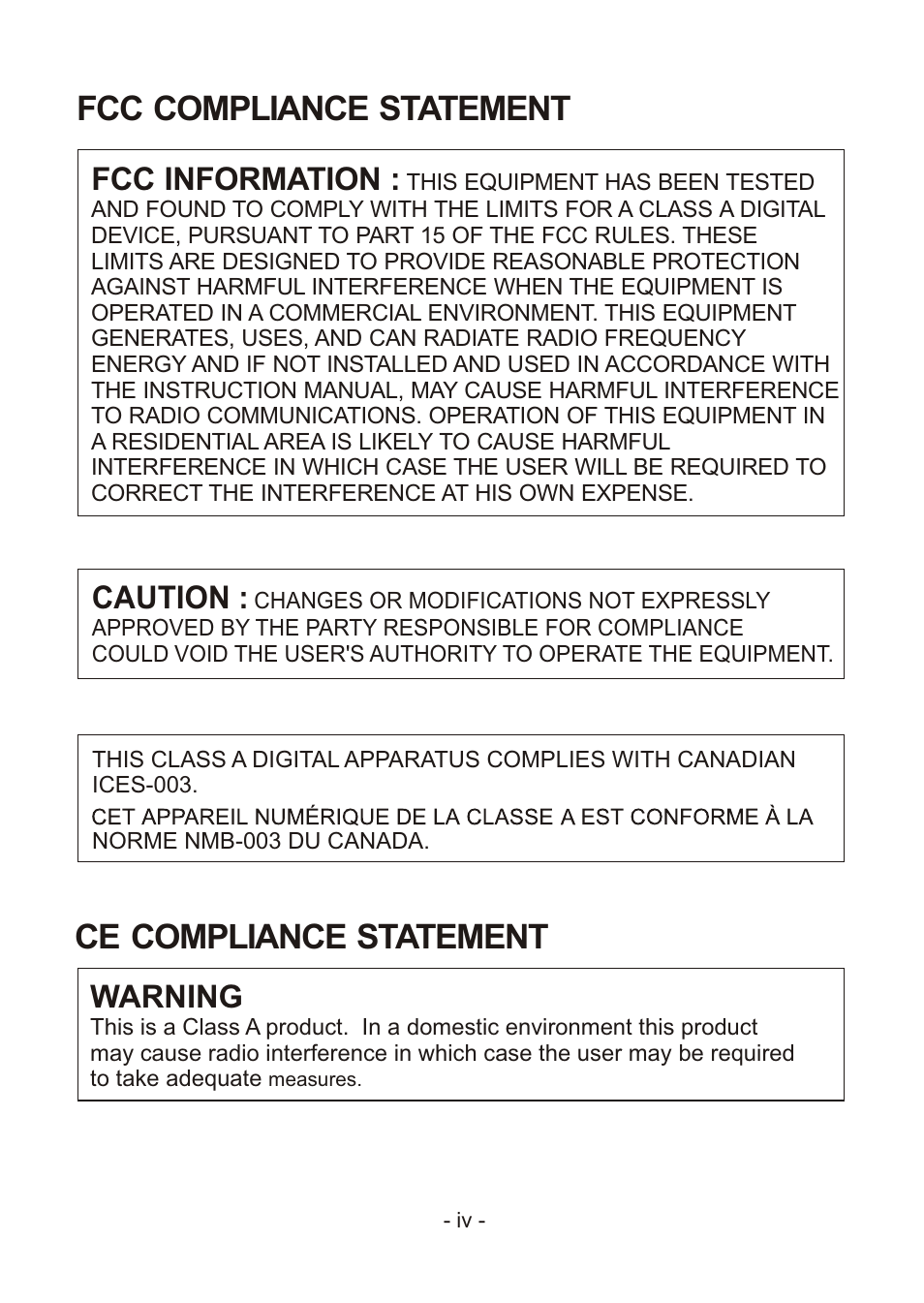 Ce compliance statement fcc compliance statement, Fcc information, Caution | Warning | Revo REXN540-1 User Manual | Page 4 / 16