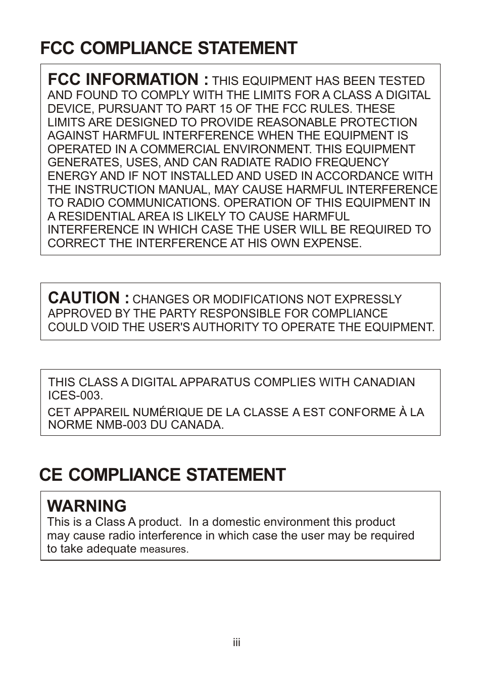 Ce compliance statement fcc compliance statement, Fcc information, Caution | Warning | Revo REXN600-1 User Manual | Page 3 / 16