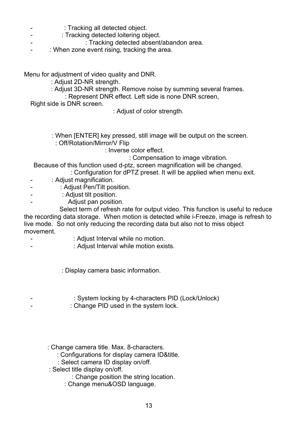 Picture/dnr (picture/digital noise reduction), Effect, System setup | Revo REXN700-2 User Manual | Page 13 / 20