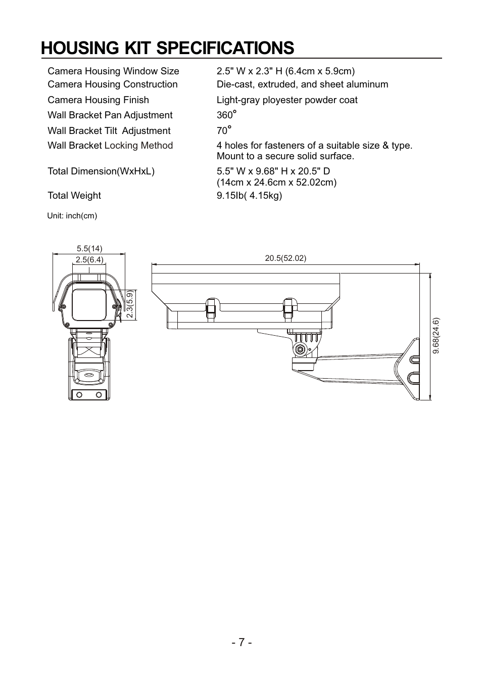 쪽 14, Housing kit specifications | Revo REXT540-1 User Manual | Page 13 / 16