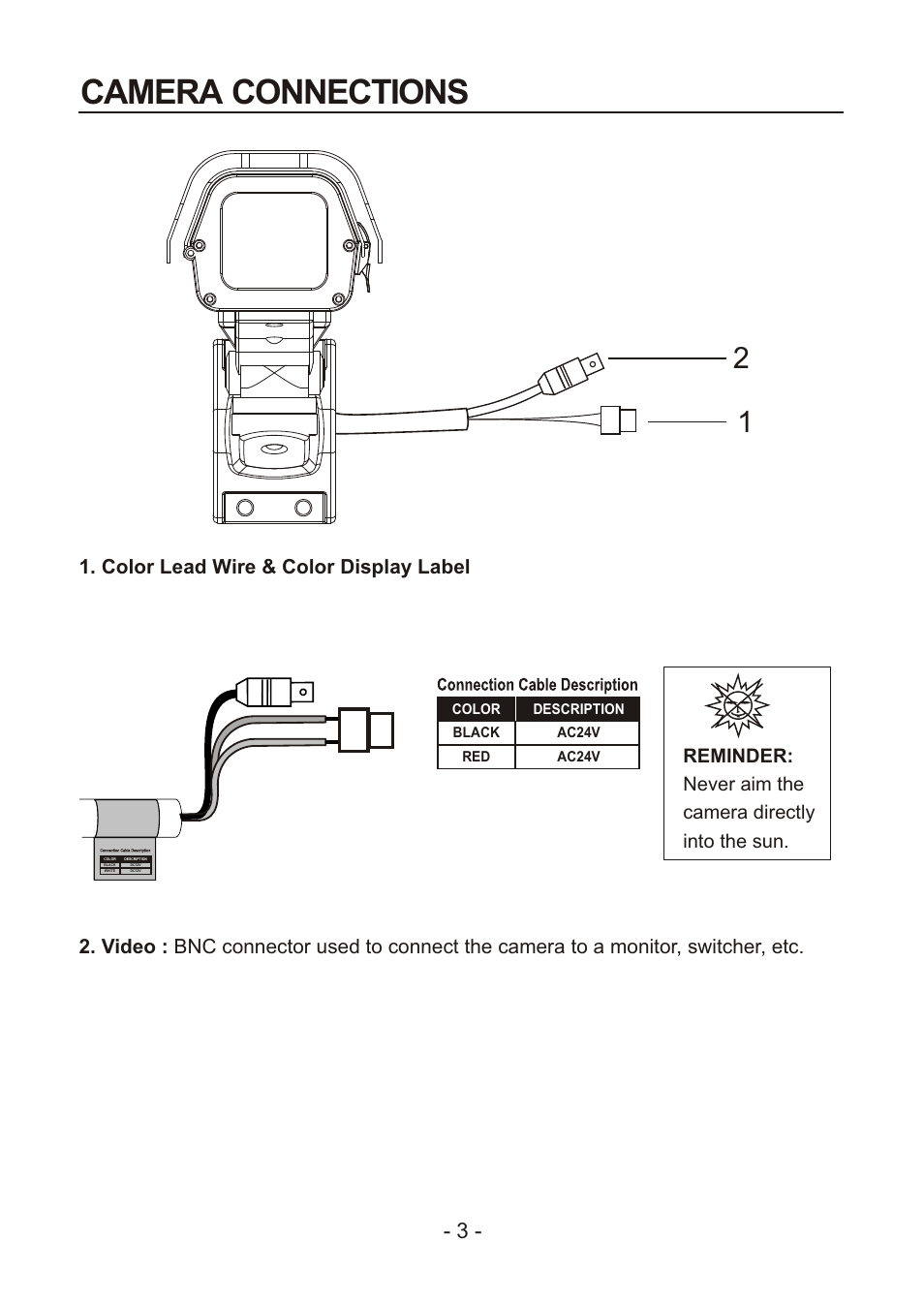 쪽 10, Camera connections | Revo REXT600-2 User Manual | Page 9 / 16