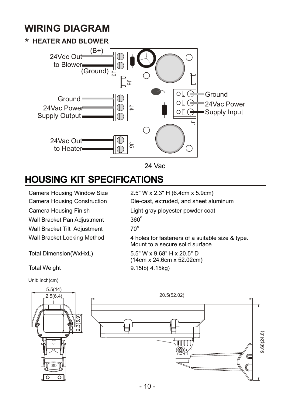 쪽 17, Wiring diagram, Housing kit specifications | Revo REXT650-1 User Manual | Page 16 / 20