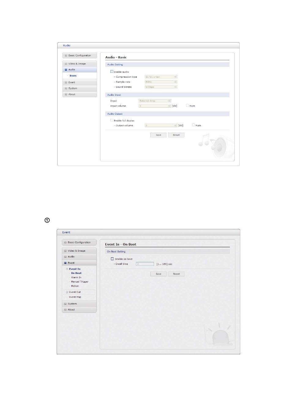 3 audio, 4 event, 1) event-in | Revo REHVDPTZ22-1 INSTRUCTION MANUAL User Manual | Page 47 / 84