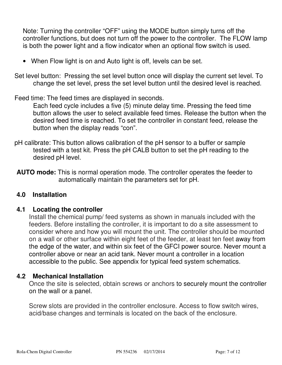 Rola-Chem RC554P pH Digital Controller User Manual | Page 7 / 12
