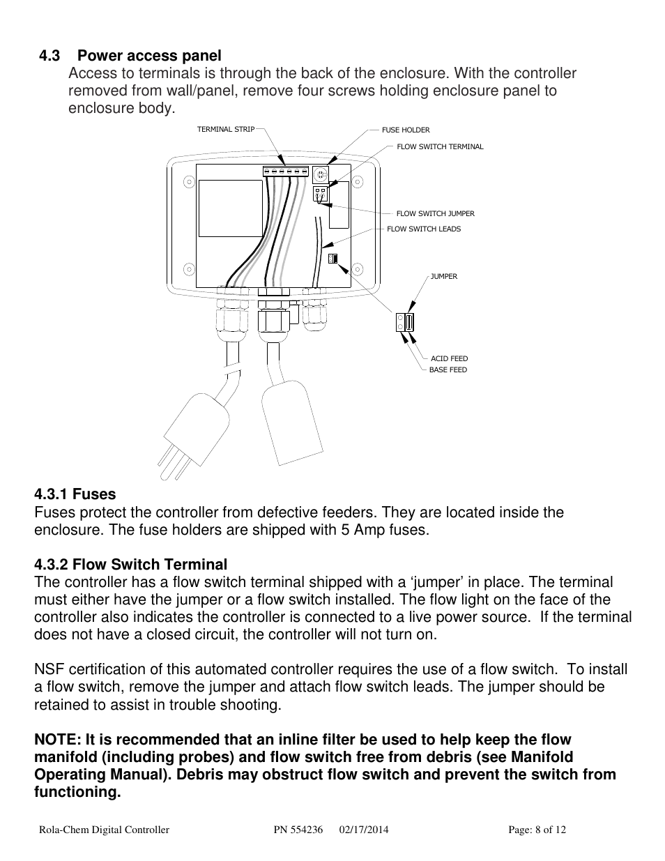 Rola-Chem RC554P pH Digital Controller User Manual | Page 8 / 12