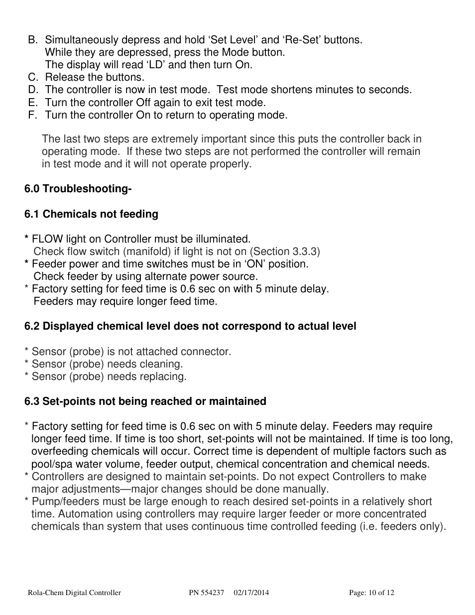 Rola-Chem RC554X ORP Digital Controller User Manual | Page 10 / 12
