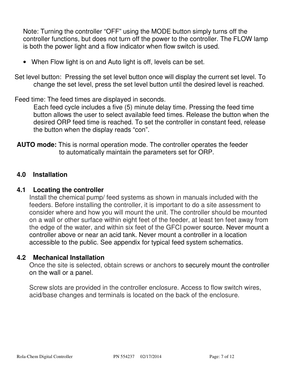 Rola-Chem RC554X ORP Digital Controller User Manual | Page 7 / 12