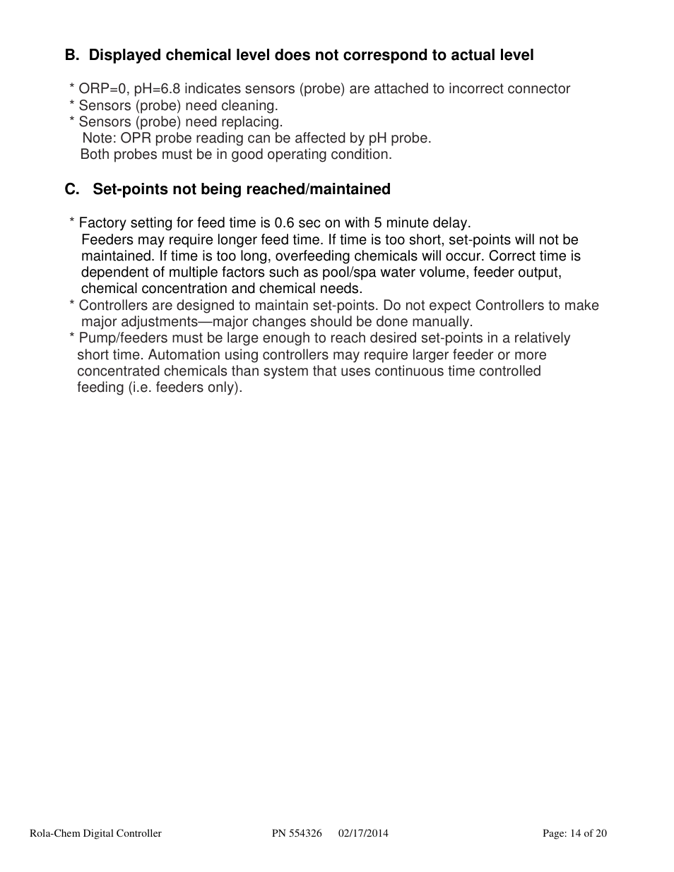 Rola-Chem RC554XXP Dual ORP/pH Digital Controller User Manual | Page 14 / 20