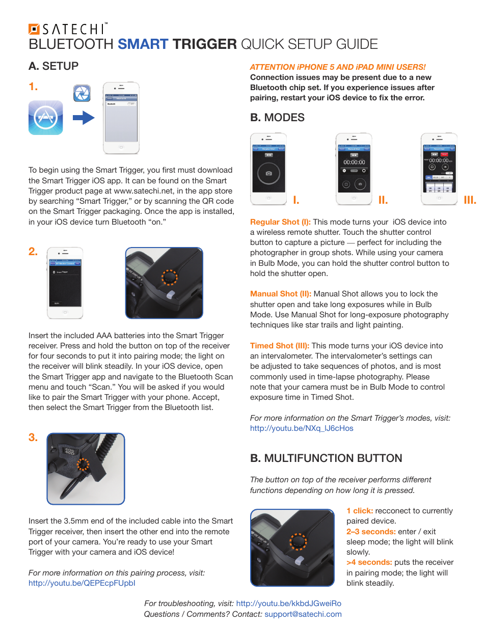 Satechi Bluetooth Smart Trigger User Manual | 1 page