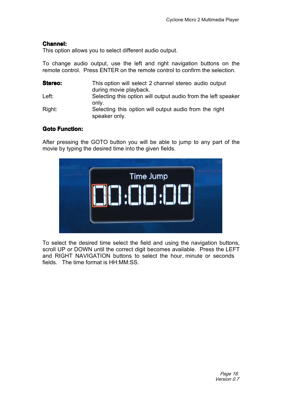 Audioplayback | Satechi Cyclone Micro 2+ 1080p Portable Media (MKV, AVI, MOV) Player Adapter with SD/SDHC Memory, USB Slot and Remote Control User Manual | Page 18 / 38