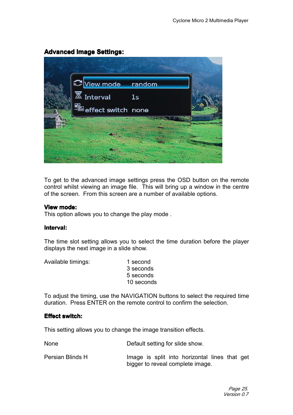 Advancedimagesettings | Satechi Cyclone Micro 2+ 1080p Portable Media (MKV, AVI, MOV) Player Adapter with SD/SDHC Memory, USB Slot and Remote Control User Manual | Page 25 / 38