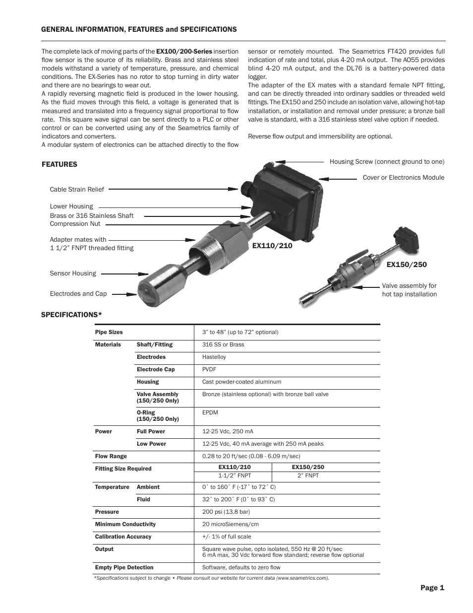 Seametrics EX100-200-Series User Manual | Page 3 / 16