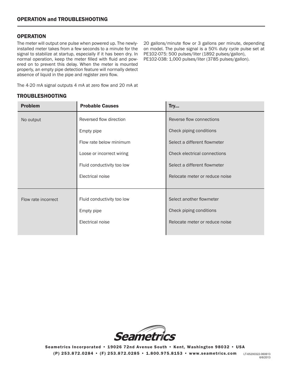 Seametrics PE102 User Manual | Page 4 / 4