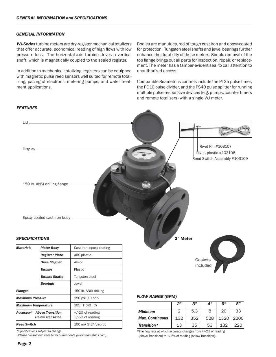 Seametrics WJ-Series User Manual | Page 2 / 4