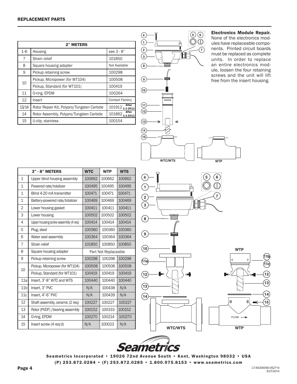 Seametrics WT-Series Turbine User Manual | Page 4 / 4