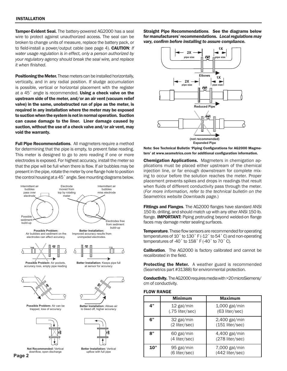 Seametrics AG2000-Series User Manual | Page 2 / 4