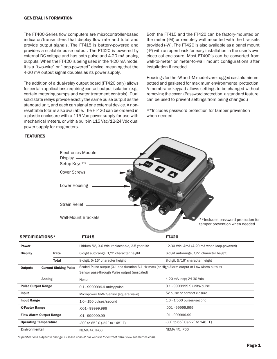 Seametrics FT400-Series User Manual | Page 3 / 12