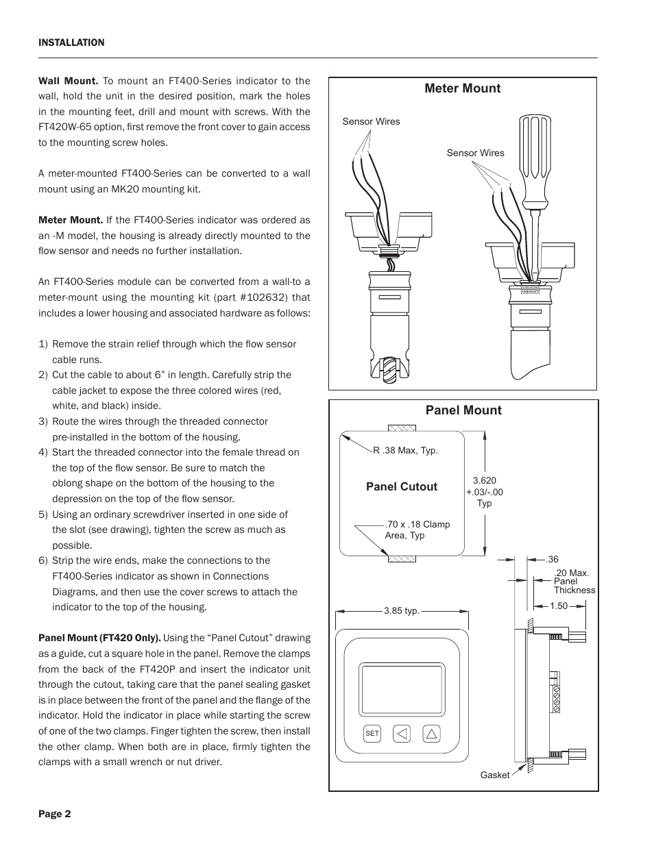 Meter mount panel mount | Seametrics FT400-Series User Manual | Page 4 / 12