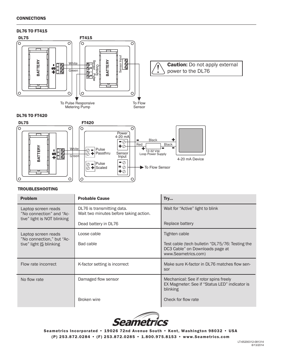 Seametrics DL76 User Manual | Page 4 / 4