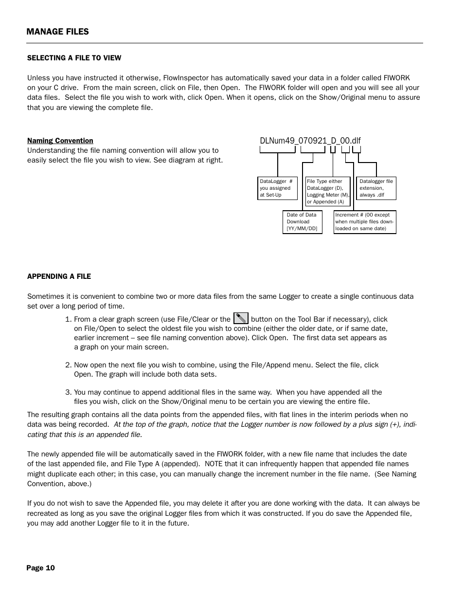 Manage files | Seametrics FlowInspector User Manual | Page 14 / 16