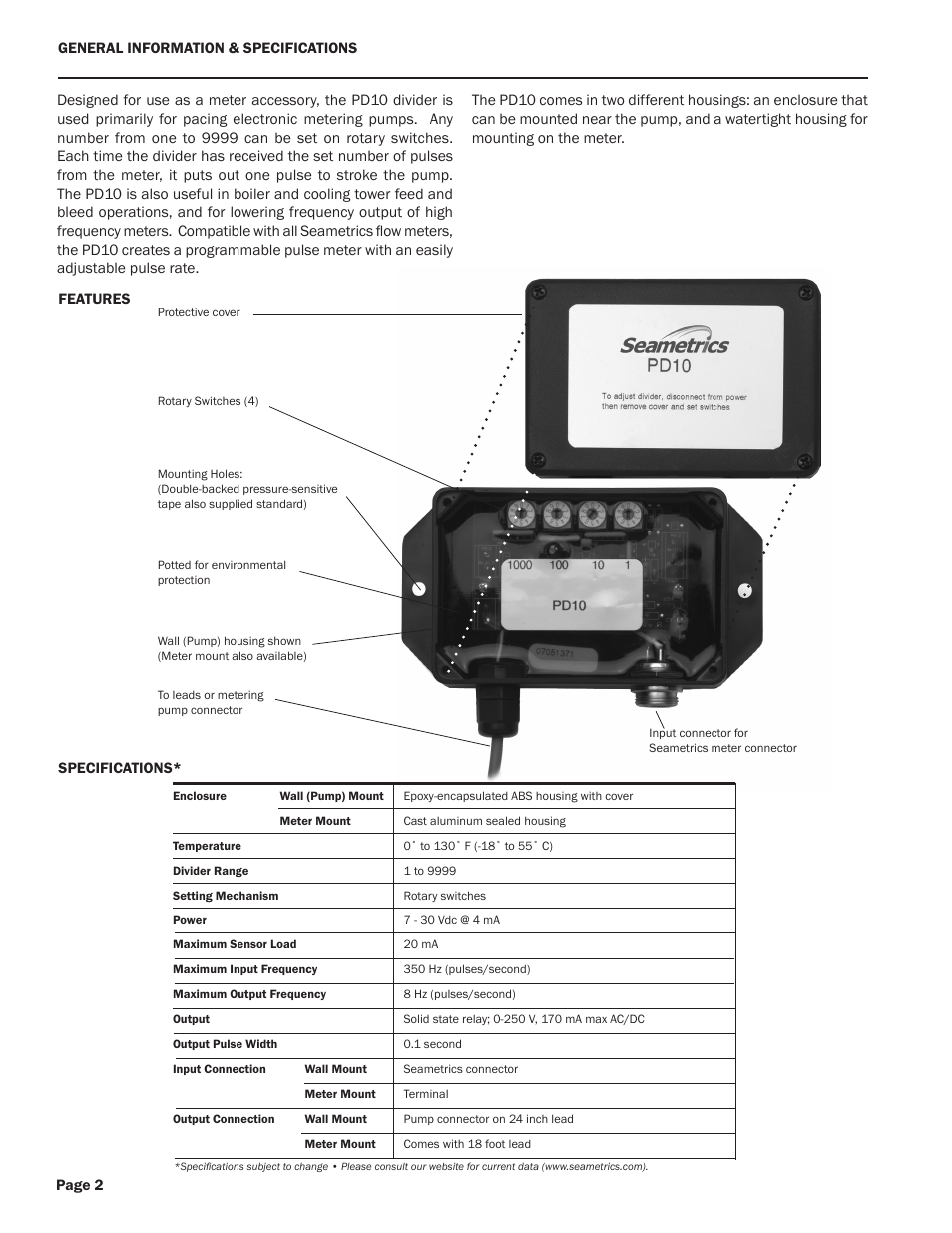 Seametrics PD10 User Manual | Page 2 / 4