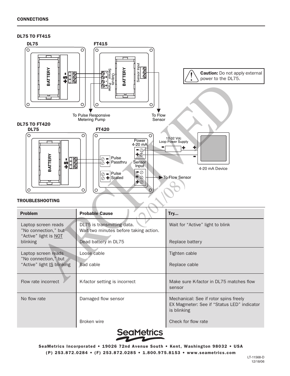 Ar ch ive d | Seametrics DL75 v.1 User Manual | Page 4 / 4