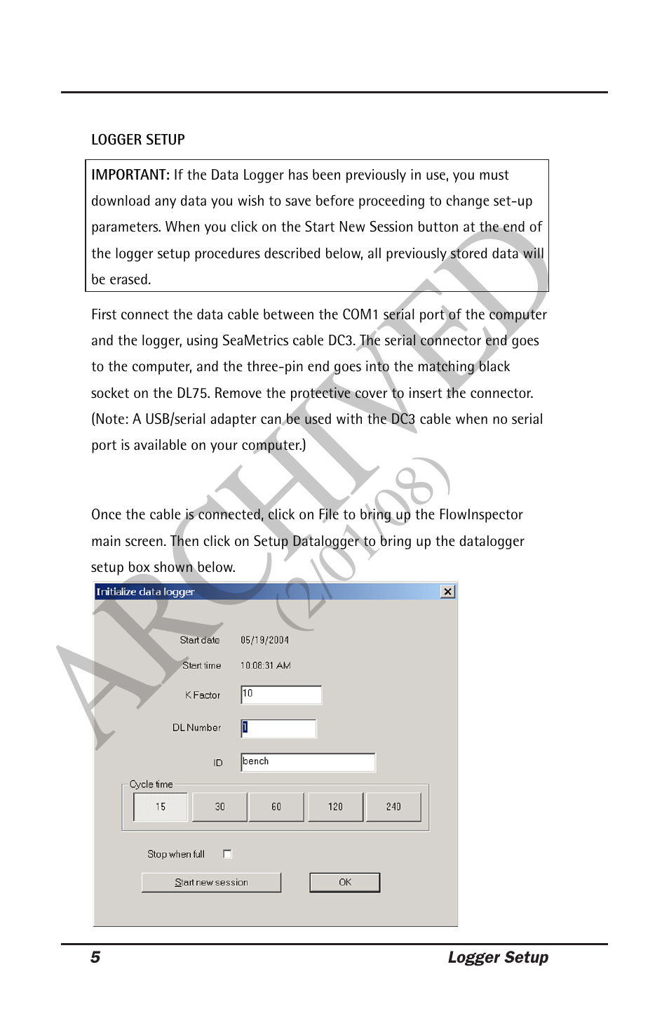 Ar ch ive d | Seametrics DL75 v.2 User Manual | Page 10 / 24