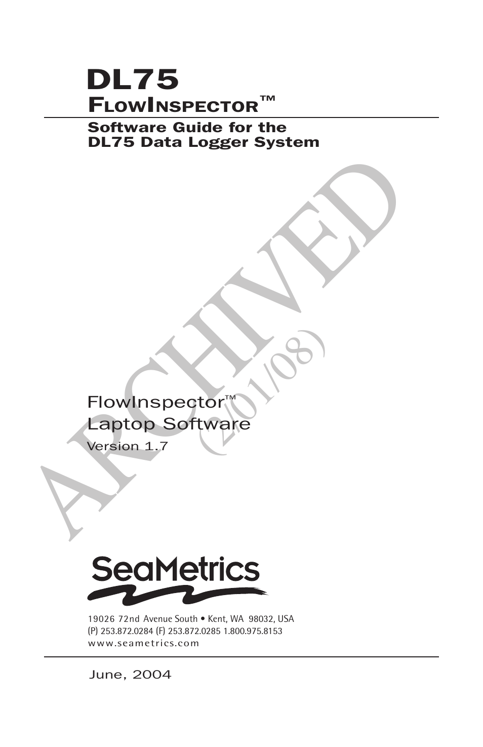 Ar ch ive d | Seametrics DL75 v.2 User Manual | Page 3 / 24