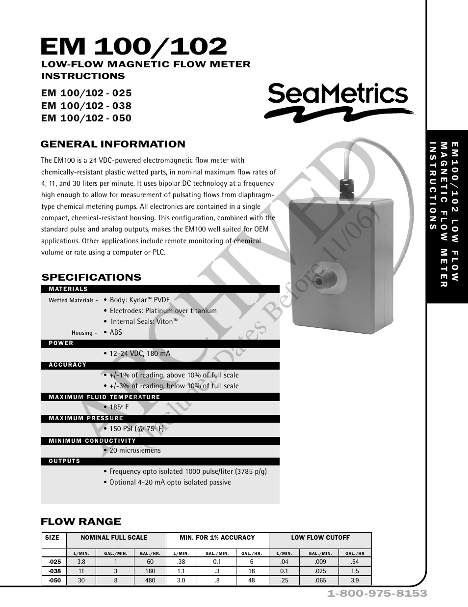 Seametrics EM 100-102 v.1 User Manual | 4 pages