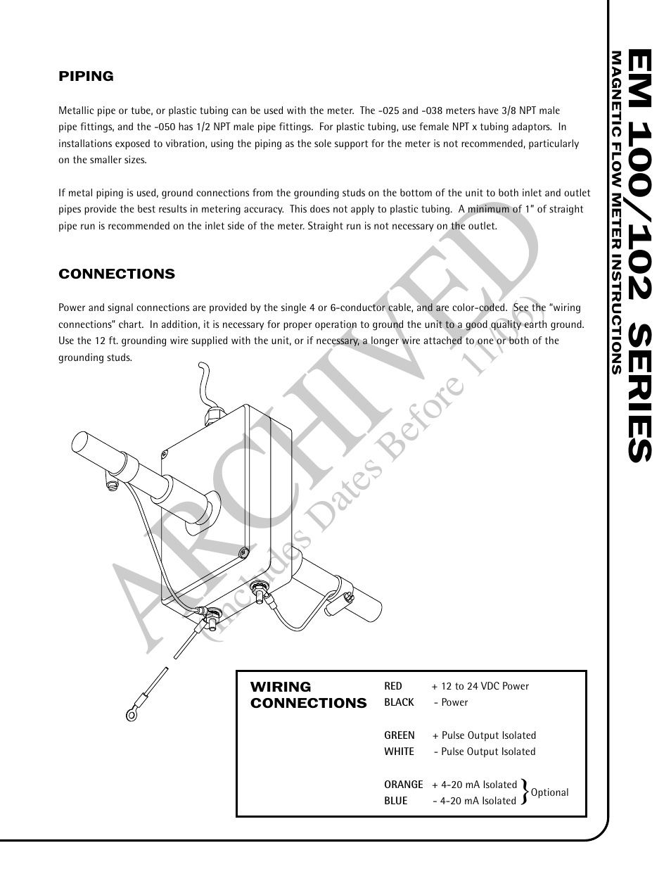 Ar ch ive d, Includes dates before 1 1/06) | Seametrics EM 100-102 v.1 User Manual | Page 3 / 4