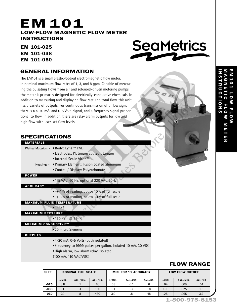 Seametrics EM 101 v.1 User Manual | 6 pages