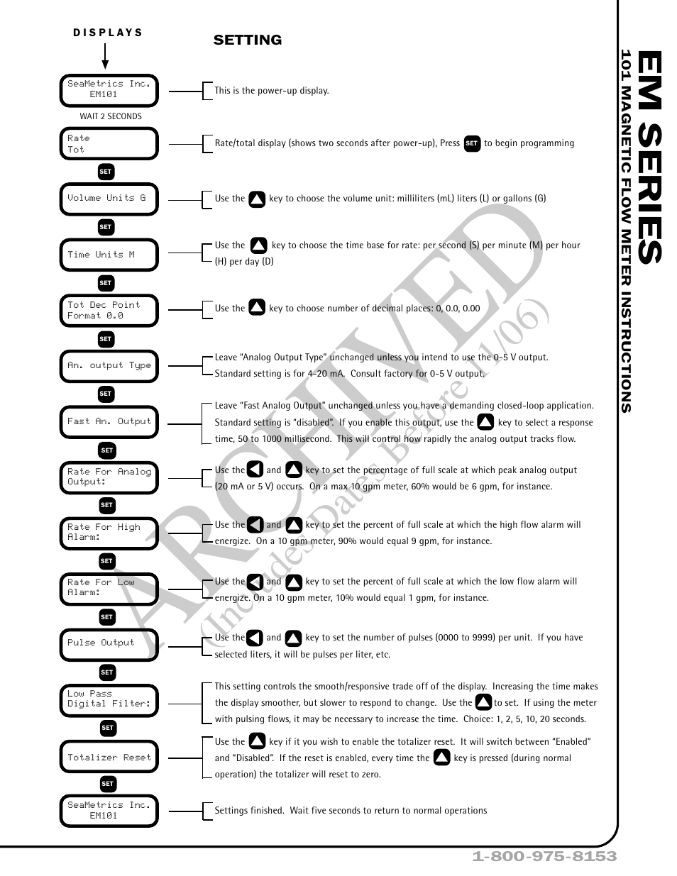 Ar ch ive d, Includes dates before 1 1/06), Em series | Seametrics EM 101 v.1 User Manual | Page 3 / 6