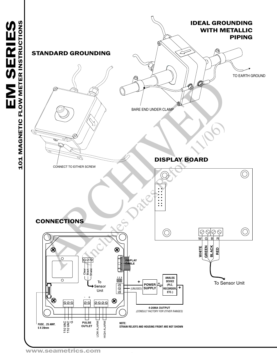 Ar ch ive d, Includes dates before 1 1/06), Em series | Seametrics EM 101 v.1 User Manual | Page 4 / 6