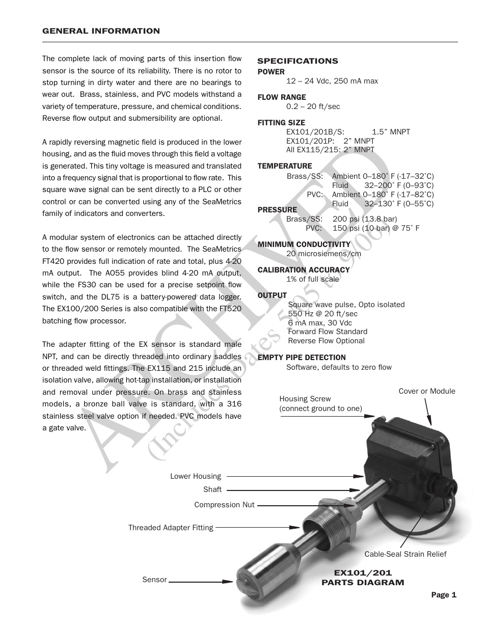 Ar ch ive d | Seametrics EX100-200 Series v.2 User Manual | Page 3 / 16