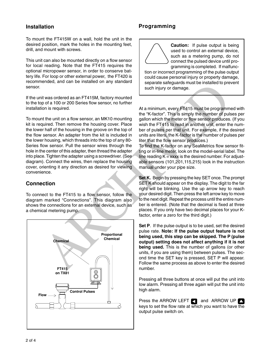 Ar ch ive d | Seametrics FT415 User Manual | Page 2 / 4