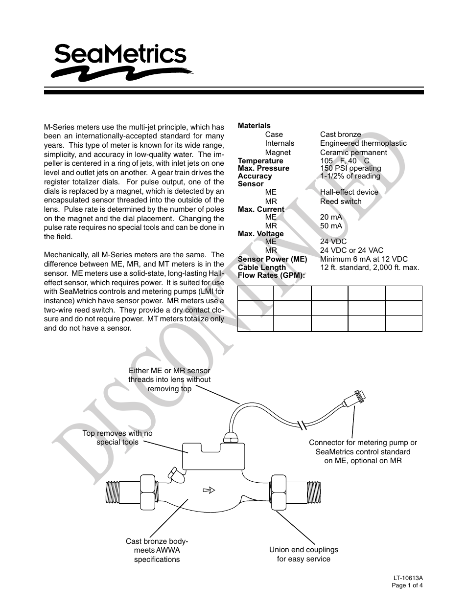 Seametrics M-Series User Manual | 4 pages