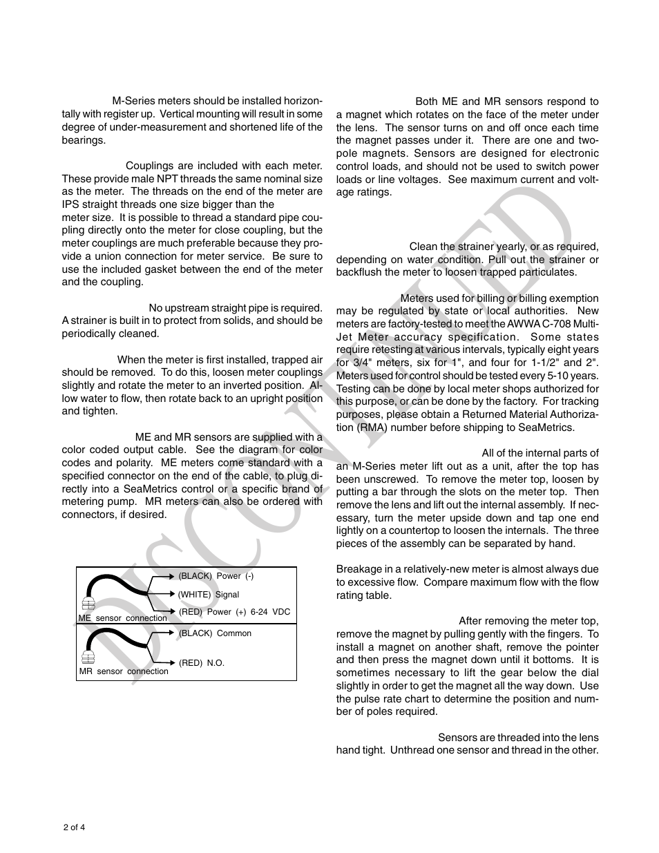 Dis con tin ued | Seametrics M-Series User Manual | Page 2 / 4