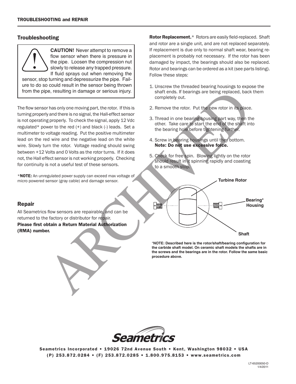 Ar ch ive d | Seametrics TX100-200-SERIES v.1 User Manual | Page 12 / 12